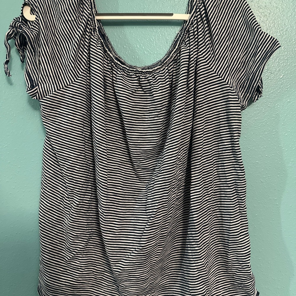 Striped Navy and White Women's Top